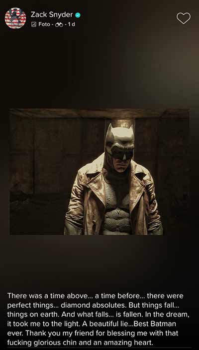Zack Snyder también dice adiós al Batman de Ben Affleck